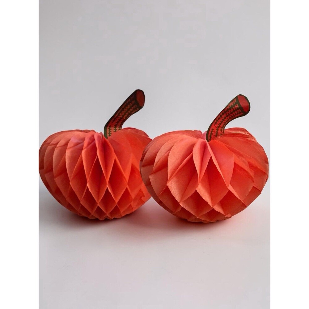 Vintage Halloween Decorations Lot Honeycomb Pumpkins Fall Decor Ephemera